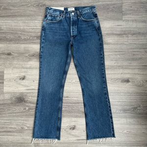 NEW AGOLDE Relaxed Boot Jeans Mid Rise Raw Hem Sphere Dark Wash 27 Waist Bootcut